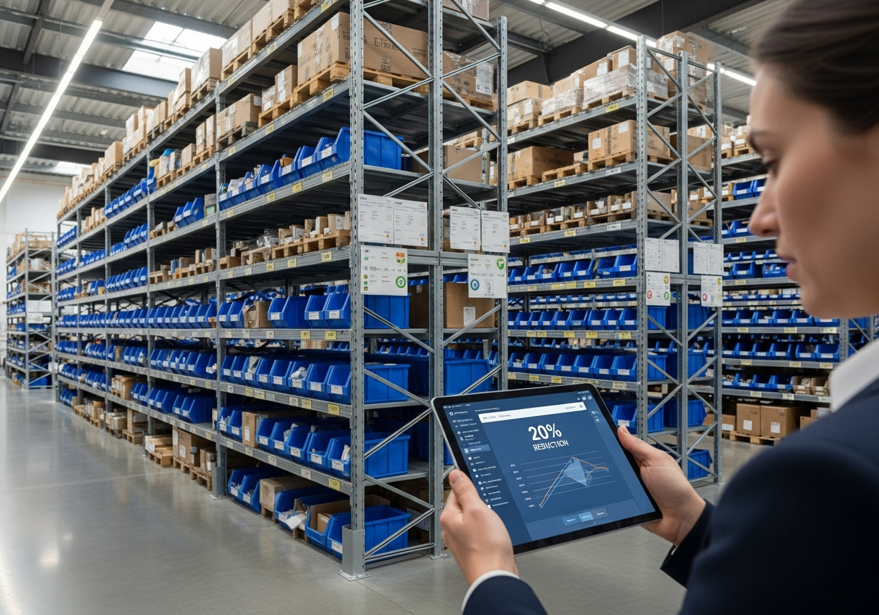 Organised warehouse with optimised inventory management
