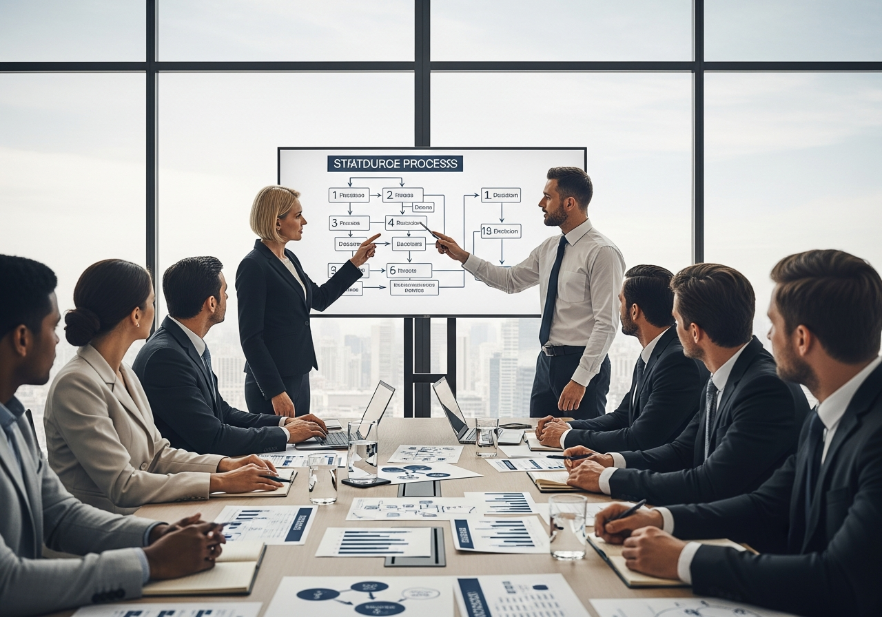 Strategy consulting session — team mapping business processes